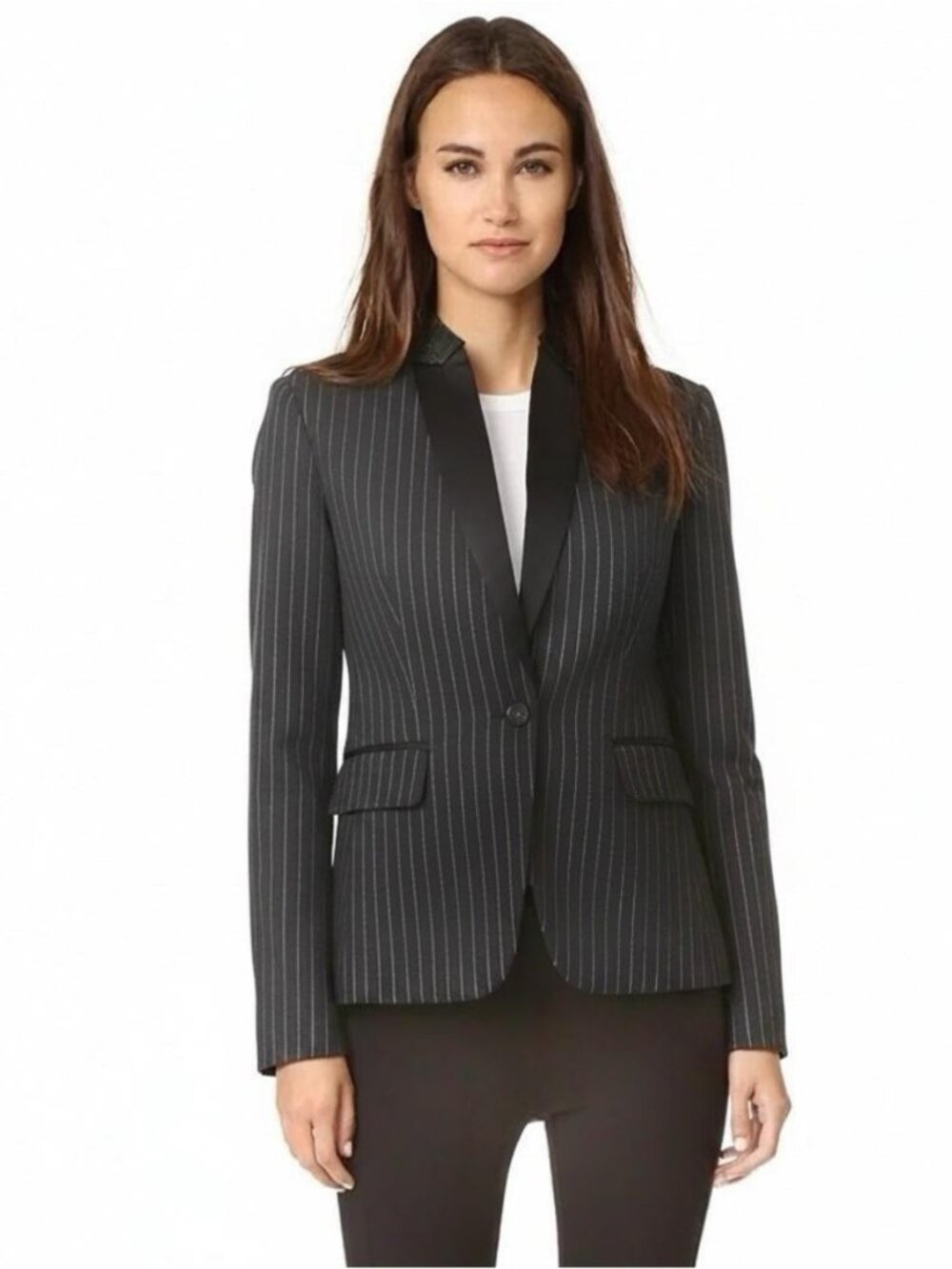 Rag & Bone Archer Wool Black Gray Pinstriped Blazer Size 4